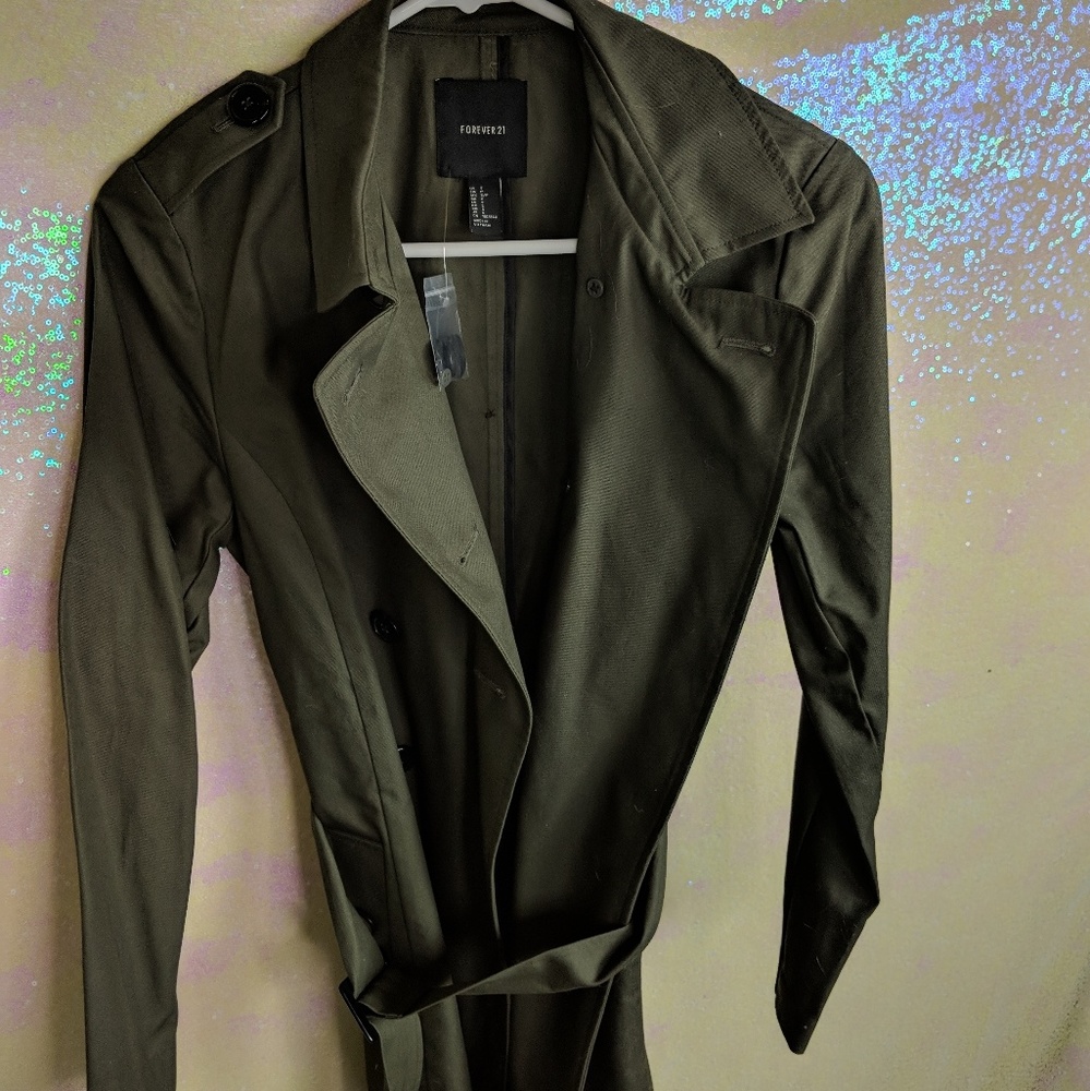Olive green trench coat